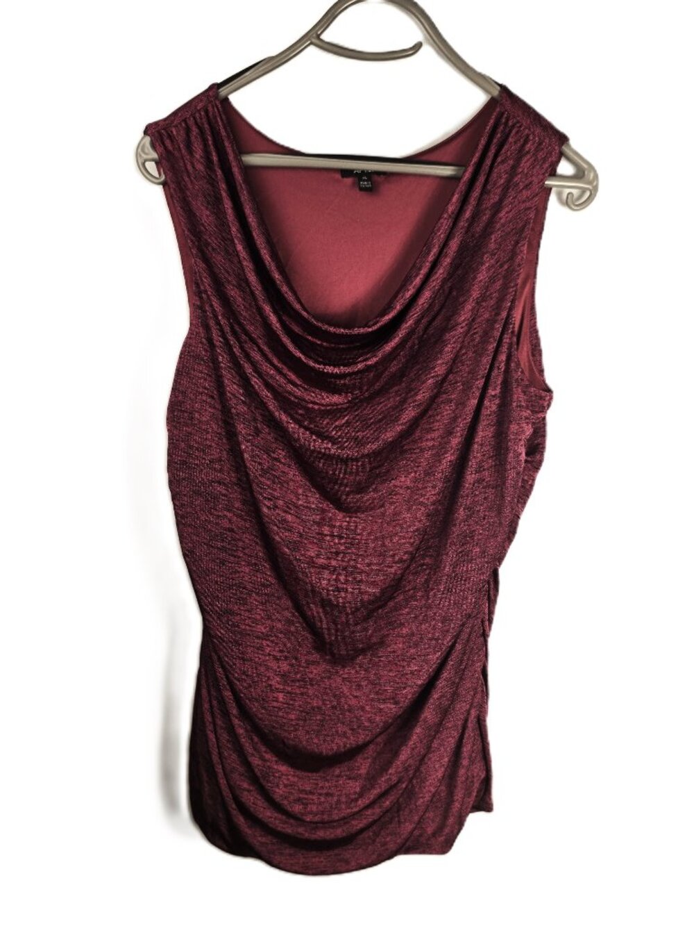 Apt 9 Womens Top XL Wine Marled Sleeveless Ruched Sides Stretch Shimmery Drape